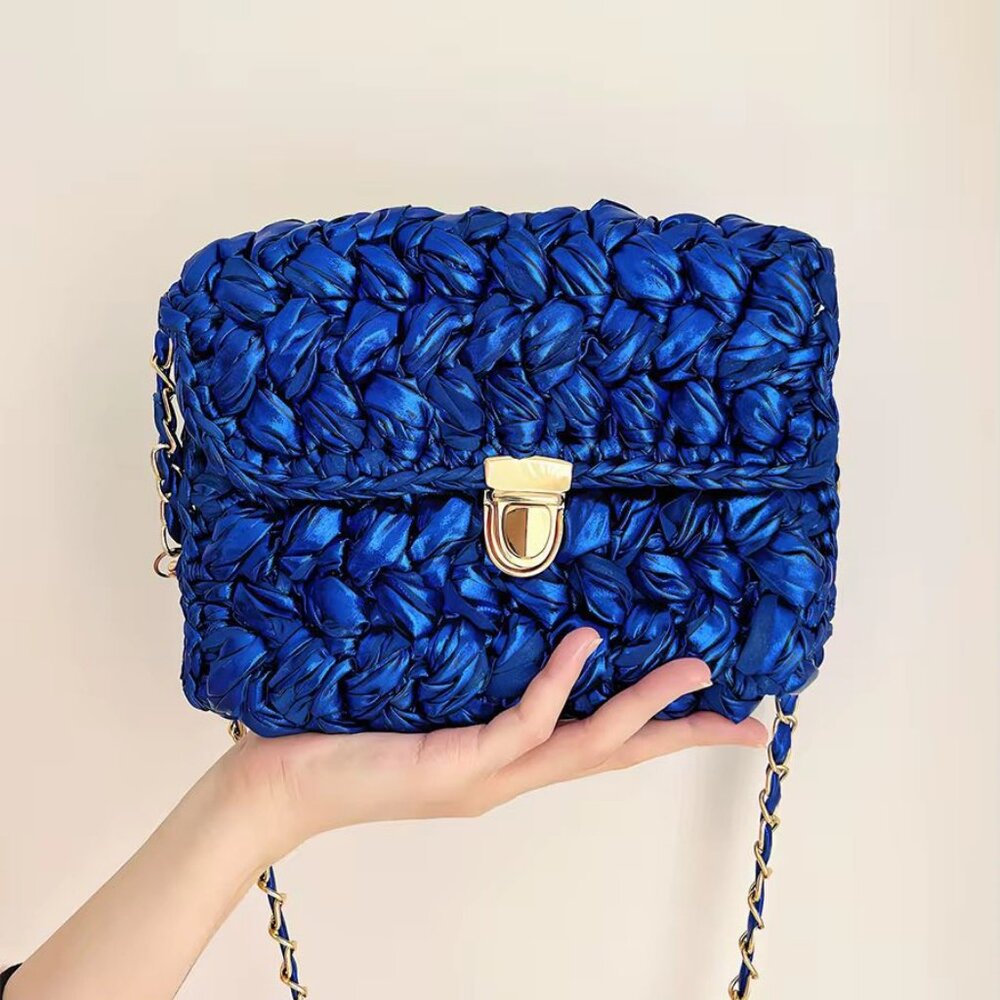 Luxury Handmade Electric Blue Crotchet bag- Resort ready